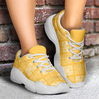 Yellow Palaka Quilt Hawaii Chunky Sneakers Traditional Hawaii-plaid Pattern - Polynesian Pride