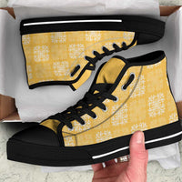 Yellow Palaka Quilt Hawaii High Top Shoes Traditional Hawaii-plaid Pattern - Polynesian Pride