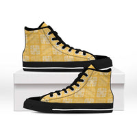 Yellow Palaka Quilt Hawaii High Top Shoes Traditional Hawaii-plaid Pattern - Polynesian Pride