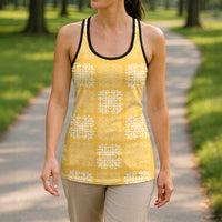 Yellow Palaka Quilt Hawaii Hollow Tank Top Traditional Hawaii-plaid Pattern - Polynesian Pride