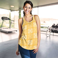 Yellow Palaka Quilt Hawaii Women Racerback Tank Traditional Hawaii-plaid Pattern - Polynesian Pride