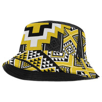 Yellow Taniko Aotearoa Bucket Hat Niho Taniwha Mix Poutama LT14 One Size Yellow - Polynesian Pride