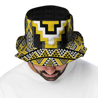 Yellow Taniko Aotearoa Bucket Hat Niho Taniwha Mix Poutama LT14 - Polynesian Pride
