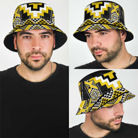 Yellow Taniko Aotearoa Bucket Hat Niho Taniwha Mix Poutama LT14 - Polynesian Pride