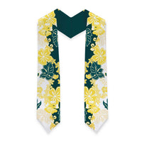 Yelow Teal Hibiscus Plumeria Floral Graduation Stole