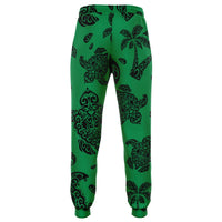Polynesian Turtle Palm And Sea Pebbles Green Joggers - Polynesian Pride