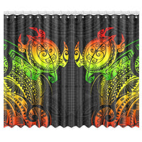 Turtle Window Curtain Reggage Polynesian (Two Pieces) One Size 50"x84"(Two Piece) Black - Polynesian Pride