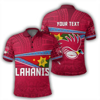 Custom Goroka Lahanis Polo Shirt Flag Tapa Pattern Stronic Style Unisex Red - Polynesian Pride