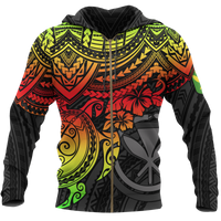 Polynesian Hawaii Hoodie (Zip up) Reggae Turtle Unisex RED - Polynesian Pride
