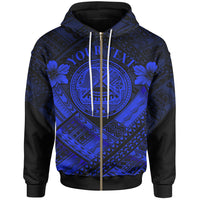 American Samoa Custom Zip up Hoodie AS Blue Seal Polynesian Patterns Unisex Blue - Polynesian Pride