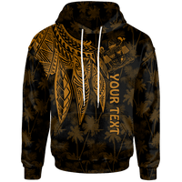 Fiji Custom Hoodie Polynesian Wings (Golden) Unisex Blue - Polynesian Pride