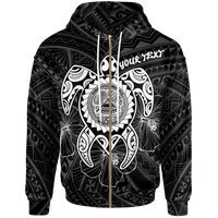 American Samoa Polynesian Custom Zip up Hoodie Vintage Polynesian Turtle (White) Unisex White - Polynesian Pride