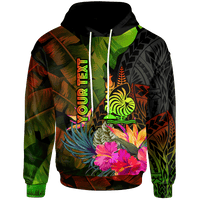 New Caledonia Polynesian Custom Hoodie Hibiscus and Banana Leaves Unisex Reggae - Polynesian Pride