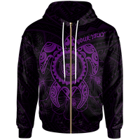 Hawaii Polynesian Custom Zip up Hoodie Vintage Polynesian Turtle (Purple) Unisex Purple - Polynesian Pride