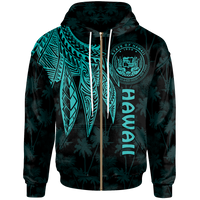 Polynesian Hawaii Zip up Hoodie Polynesian Wings (Turquoise) Unisex Turquoise - Polynesian Pride