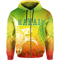Hawaii Polynesian Zipper Hoodie Turtle Style - Polynesian Pride