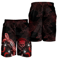 Federated States of Micronesia Polynesian Men's Shorts - Turtle With Blooming Hibiscus Red - Polynesian Pride