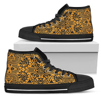 Polynesian High Top Shoe Yellow Black Mens High Top - Black - 2 White - Polynesian Pride