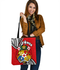 Tonga Rugby Tote Bag Polynesian Style Pinwheel Red - Polynesian Pride