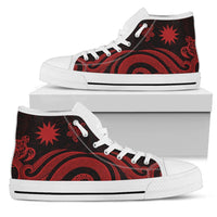 Nauru High Top Canvas Shoes - Red Tentacle Turtle Unisex White - Polynesian Pride