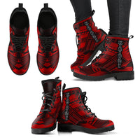 Kiribati Leather Boots - Polynesian Tattoo Red - Polynesian Pride