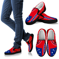 Samoa Flag Slip Ons - Polynesian Style Women Black - Polynesian Pride