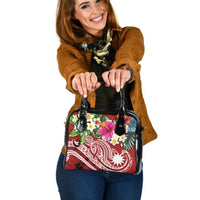 Nauru Polynesian Shoulder Handbag - Summer Plumeria (Red) One Size Red - Polynesian Pride