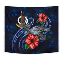 Vanuatu Polynesian Tapestry - Blue Turtle Hibiscus - Polynesian Pride