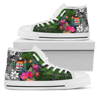 Fiji High Top Shoes - Turtle Plumeria Banana Leaf Crest - Polynesian Pride