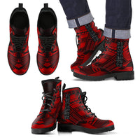 Society Islands Leather Boots - Polynesian Tattoo Red Red - Polynesian Pride