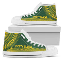Society Islands High Top Shoes - Polynesian Flag Chief Version Unisex White - Polynesian Pride