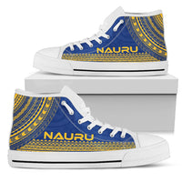 Nauru High Top Shoes - Polynesian Flag Chief Version Unisex White - Polynesian Pride
