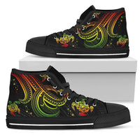 Polynesian High Top Shoes - Reggae Turtle Unisex Black - Polynesian Pride