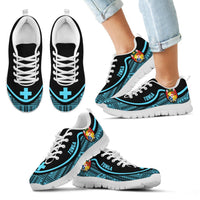 Tonga Wave Sneakers - Polynesian Pattern Blue Color Kid's Sneakers - White - Tonga White - Polynesian Pride