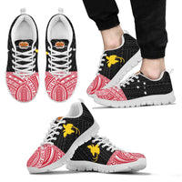 Papua New Guinea Sneakers - Papua New Guinea Flag Polynesian Tattoo - Polynesian Pride