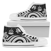 Vanuatu High Top Canvas Shoes - White Tentacle Turtle Unisex White - Polynesian Pride