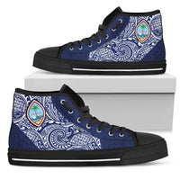 Guam High Top Shoes - Polynesian Design Unisex White - Polynesian Pride