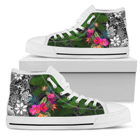 New Caledonia High Top Shoes - Turtle Plumeria Banana Leaf Crest Unisex White - Polynesian Pride