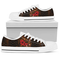 Polynesian Hawaii Kanaka Maoli Low Top Shoe - Humpback Whale with Hibiscus (Golden) - Polynesian Pride