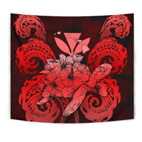 Hawaii Turtle Wave Polynesian Tapestry - Hey Style Red - Polynesian Pride