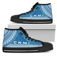 Northern Mariana Islands High Top Shoes - Polynesian Flag Chief Version - Polynesian Pride