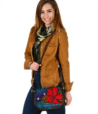Hawaii Lauhala Hibiscus Polynesian Tropical Canvas Saddle Bag Purple - Wake Style - AH One Size Purple Canvas Saddle Bag - Polynesian Pride