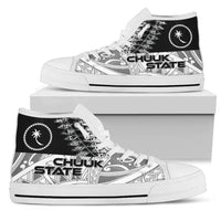Chuuk State High Top Shoes - White Color Symmetry Style Unisex Black - Polynesian Pride