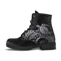 American Samoa Polynesian Leather Boots - Polynesian Turtle (Silver) - Polynesian Pride