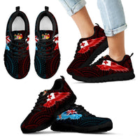 Fiji Tonga Sneakers - Fiji Coat Of Arms Flag Wing & Tonga Coat Of Arms Flag Wing - A8 - Polynesian Pride