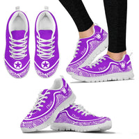 Niue Wave Sneakers - Polynesian Pattern White Purple Color Women's Sneakers - White - Niue White - Polynesian Pride