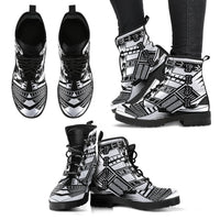 Fiji Leather Boots - Polynesian Tattoo Black - Polynesian Pride