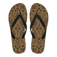 Polynesian Culture Gold Flip Flops Men's Flip Flops - Black - 1 - Polynesian Pride