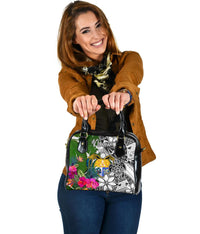 Nauru Shoulder Handbag White - Turtle Plumeria Banana Leaf Crest One Size White - Polynesian Pride