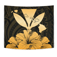 Hawaiian Kanaka Tapestry Hibiscus Polynesian Love Gold - Polynesian Pride
